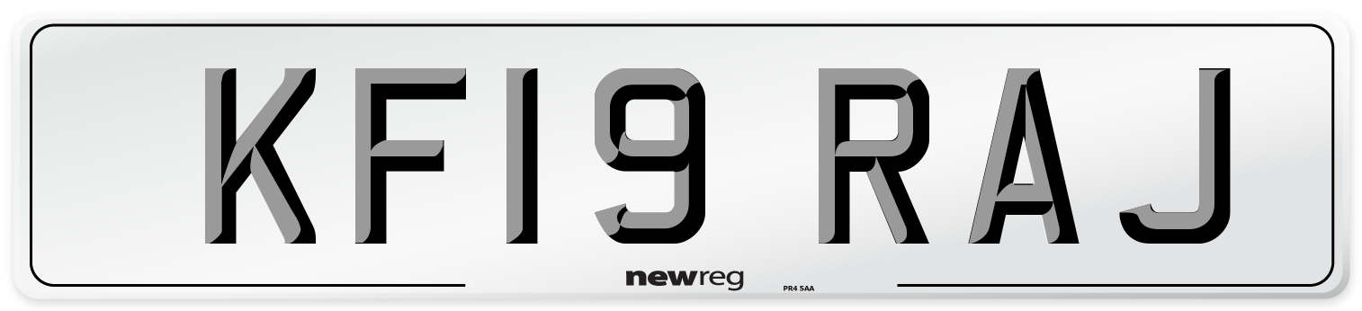 KF19 RAJ Number Plate from New Reg